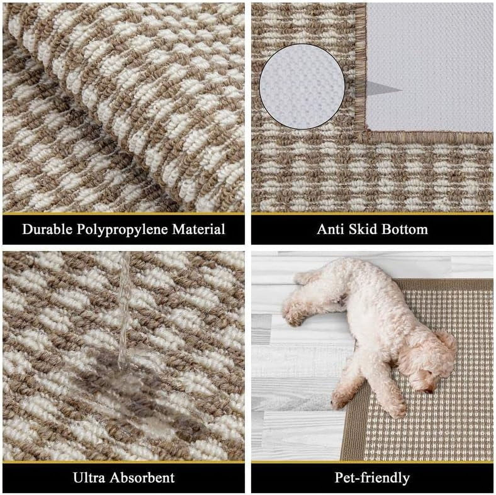 Findosom 2'x6' Hallway Runner Rug Non Slip Entryway Mat with Rubber Backing Machine Washable Laundry Runner Rug Long Indoor Doormat Entrance Floor Mat Runner for Garage Kitchen Laundry Brown