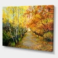 thumbnail image 3 of Designart ' Path Through The Autumn Woods Along River ' Traditional Canvas Wall Art Print, 3 of 4