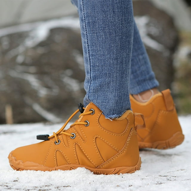NOKIO Water-proof Sneakers Winter Boots for Kids, Warm Elastic Non-Slip Shoes with Wide Toe-Box, Boys Girls Cold Weather Ankle Boots