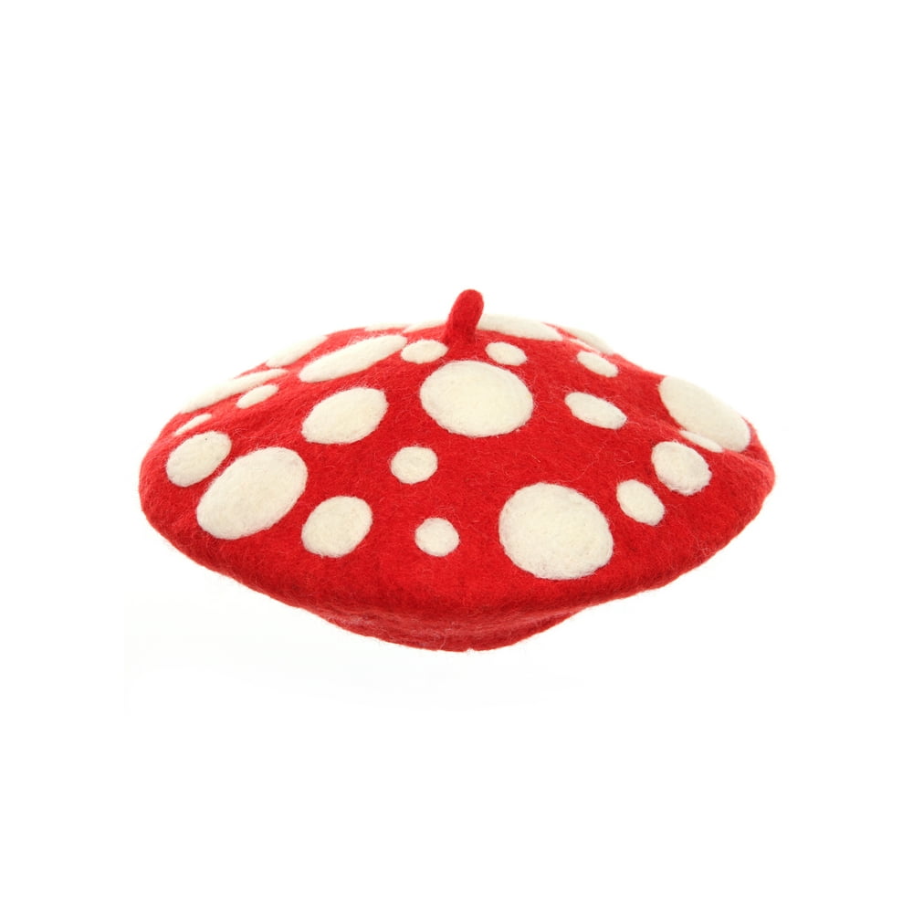Mushroom Heartfelted Wool Beret Hat by elope