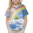 thumbnail image 2 of BiZtdJrK Boys Vacation Shirts Funny Shamrock Graphic Short Sleeve Button Down Shirt Lapel Trendy Travel Beach Summer Shirts St. Patrick's Day Clothes Multicolor 130, 2 of 8