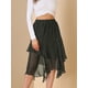 thumbnail image 2 of INSPIRE CHIC Faldas de gasa una línea de cintura elástica escalonada para mujer Negro L, 2 of 6
