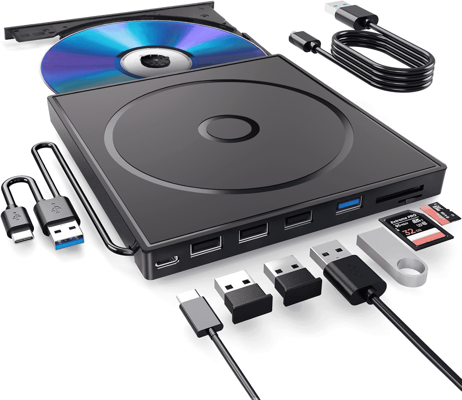 Dell, USB Slim DVD +/- RW Drive DW316, Plug and Play Optical Drive