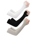 thumbnail image 1 of pares de protectores solares para brazos y codos, mangas largas de seda fría para protección (negro, gris y blanco), 1 of 8