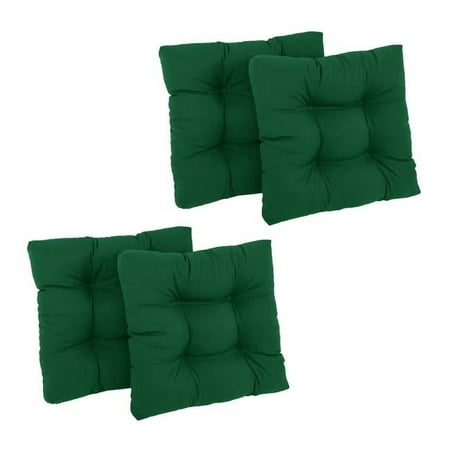 

19 in. Squared Twill Tufted Dining Chair Cushions Forest Green - Set of 4