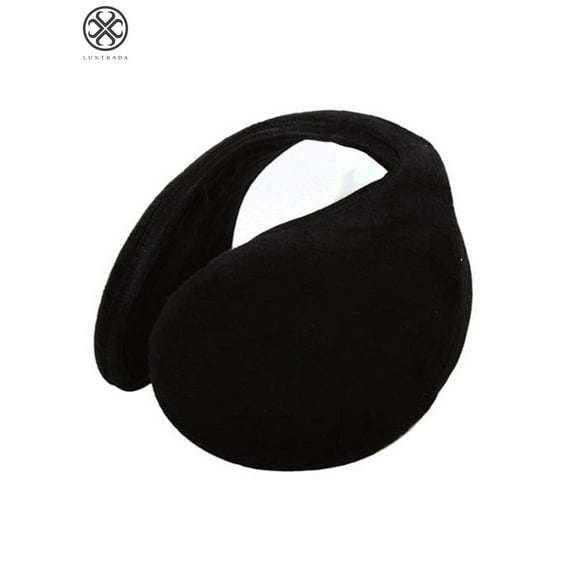 Luxtrada Unisex Foldable Ear Warmers Polar Fleece kints Winter EarMuffs (Black)