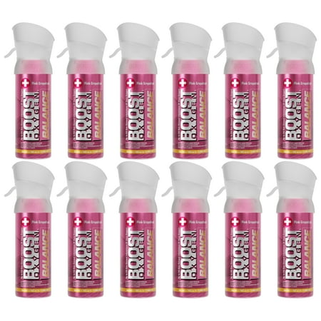 (12 pack) Boost Oxygen Portable Canned Oxygen, Pink Grapefruit, 3L