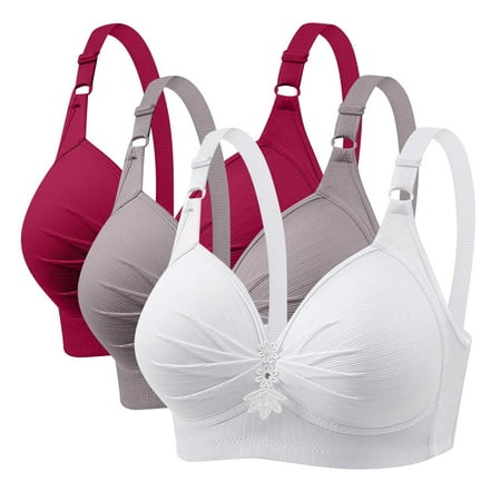 Itsame 3 Pack Everyday Sports Bra Set womens Full Support Bra Breathable Wireless Comfort Bralette Set Multicolor Size 4XL
