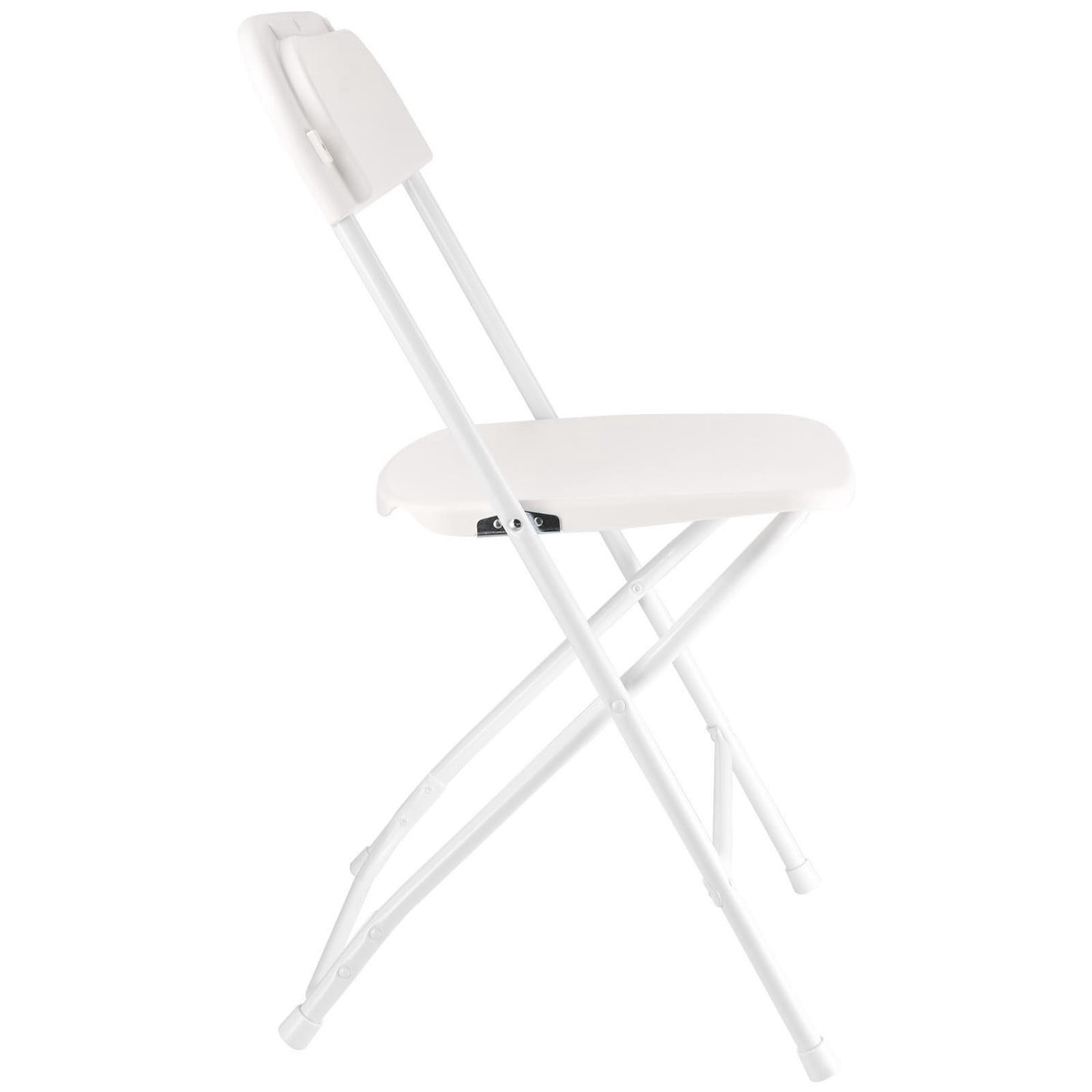 Folding Chairs Set of 4, Plastic Folding Chairs with Heavy-Duty Metal Frame, Portable Stackable Chairs for Indoor Outdoor Home, Garden, Parties, Events, White