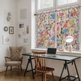 thumbnail image 5 of Boho Pink Flowers Tier Curtains 54 Inch Length, Colorful Floral Spring Vintage Botanical Cafe Short Curtains for Bathroom Over Sink, Small Kitchen Curtain Light Filtering Drapes 2 Panels 27.5"Wx54"L, 5 of 8