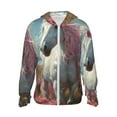 thumbnail image 2 of Uemuo Flower White Horse (2) Pattern Women's Full Zip UPF 50+ Sun Protection Hoodie Jacket Long Sleeve Sun Shirt Hiking Outdoor Performance with Pockets-Medium, 2 of 9