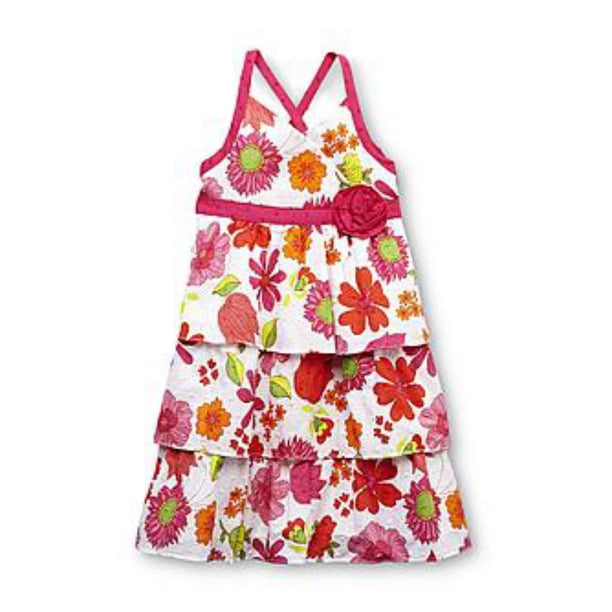 Penny M Sundress Infant & Toddler Girls White & Pink Floral Tiered Sun