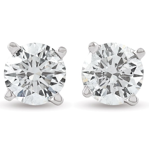 Pompeii 3/4ct Round Diamond Studs 14K White Gold (G/H,I1-I2)
