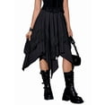 thumbnail image 2 of Women'S Renaissance Flowy Fairy Skirt Y2k Contrast Lace Layered Asymmetrical Midi Skirts Black L, 2 of 9