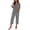Gray, variant on Gingham Check Lounge Set for Women, V-Neck Short Sleeve Pajama Top with Capri Pants - Casual Printed Sleepwear with Contrast Pocket & Relaxed Fit Pink XXL