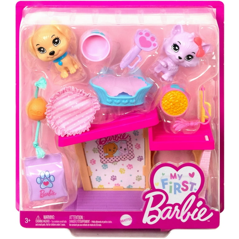 Barbie My First Pet Care Playset with Puppy Kitten, Dog House