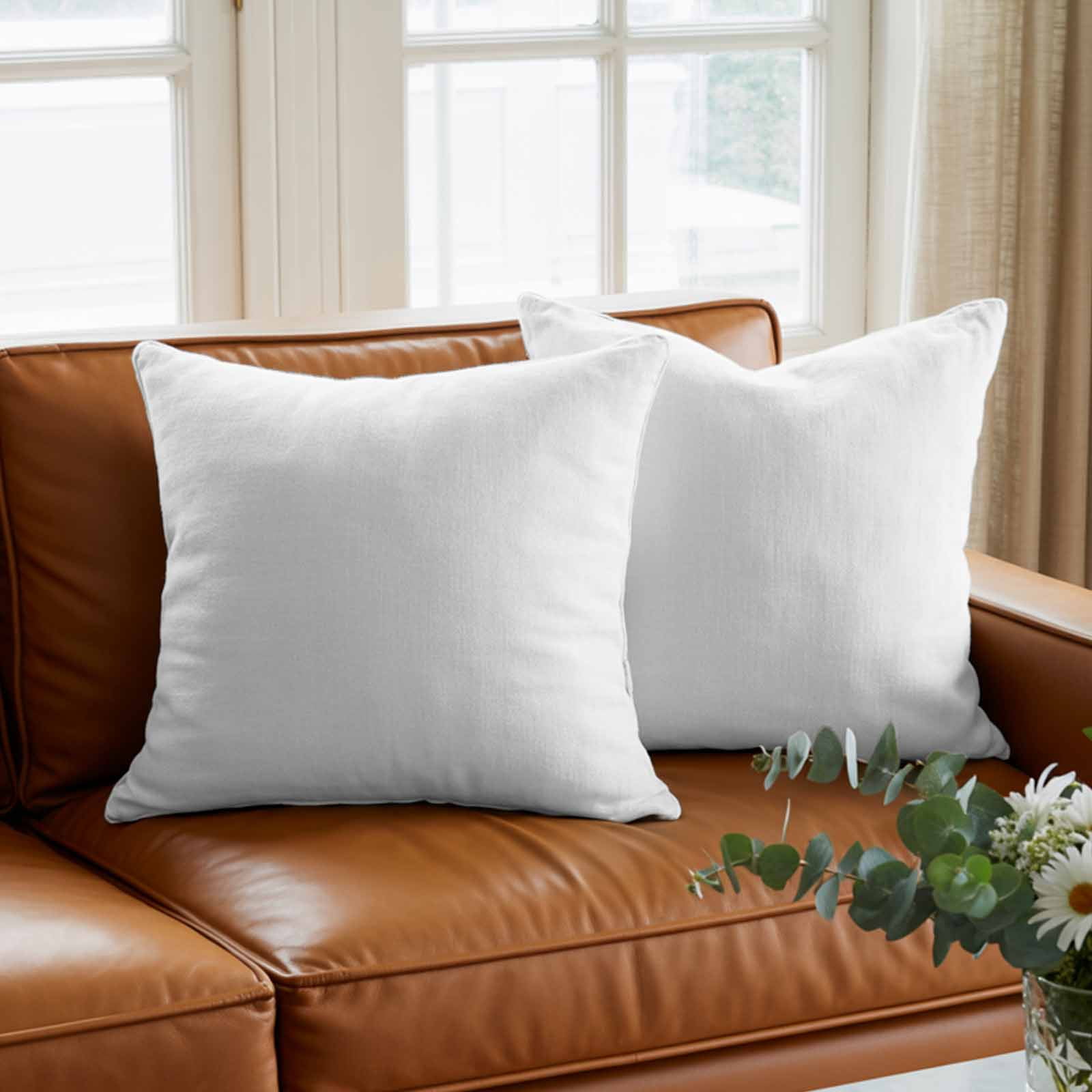 Pillow Covers 26x26 Inch, Pure White Linen Pillowcase with Invisible Zipper, Simple Solid Color Decorative Throw Pillow Covers Cushion Case for Couch Sofa Bed Living Room