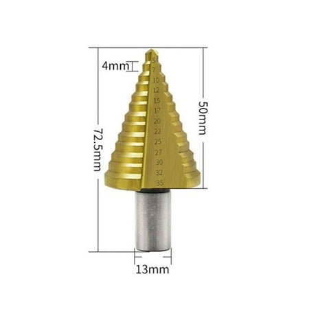 

BCLONG 5-35MM HSS Titanium Core Step Drill Tool 13 Steps Multiple Hole Cone Drill Bits