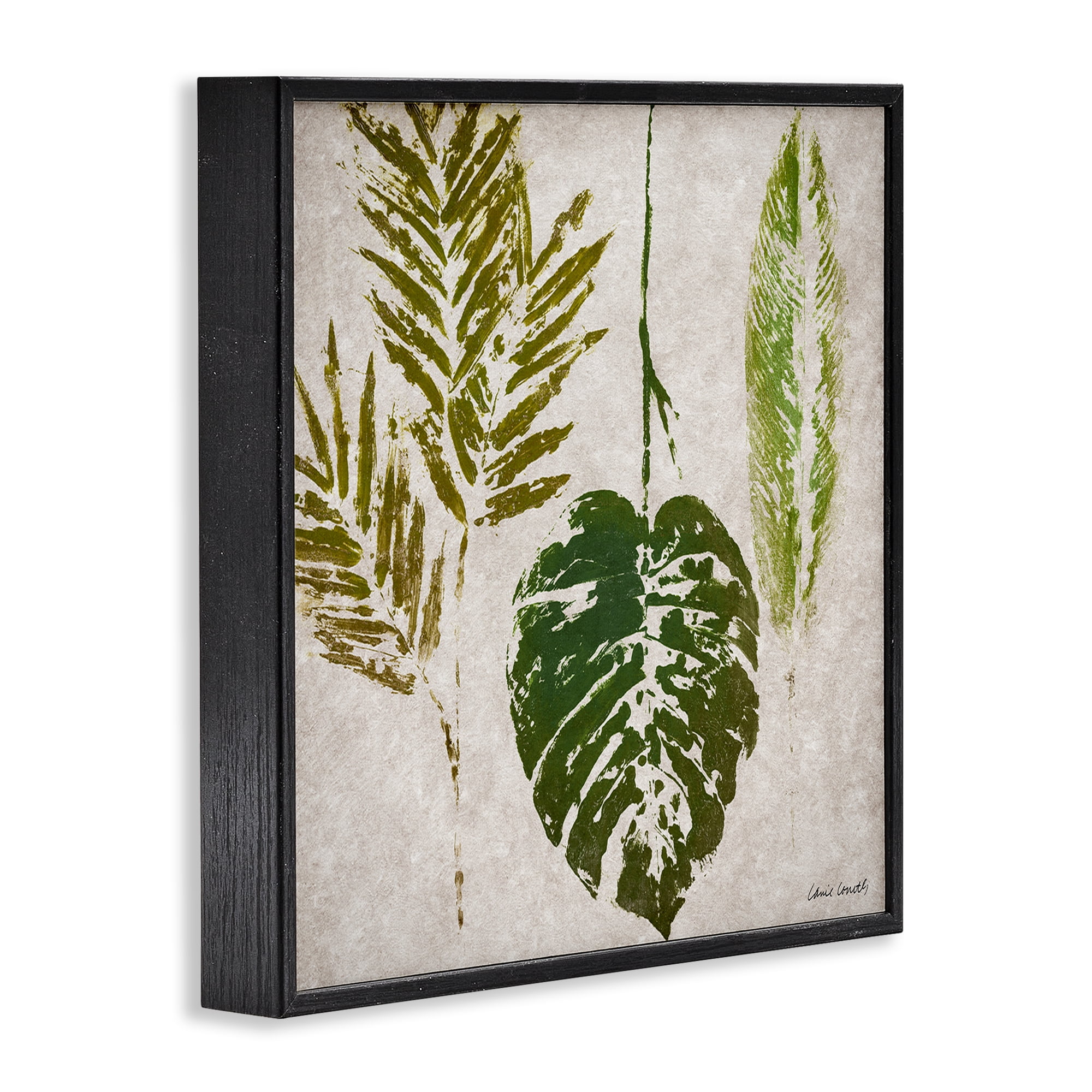 Stupell Industries Greenery Leaf Impressions Botanical & Floral Painting Black Framed Art Print Wall Art, 24 x 24