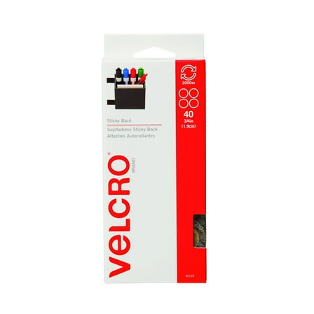 VELCRO Brand Hook and Loop Sticky Back Circles, 3/4 Inch, Pack of 40