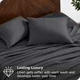 thumbnail image 3 of Bare Home Ensemble de Draps en Lin - Poche Profonde - Respirant - 4 Pcs - Grand Lit, Gris Foncé, 3 of 6