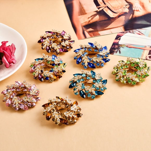 Crystals Flower Silk Scarf Brooches Women Pins Clip Buckle gold Gold brooches Rhinestone Broche Gifts