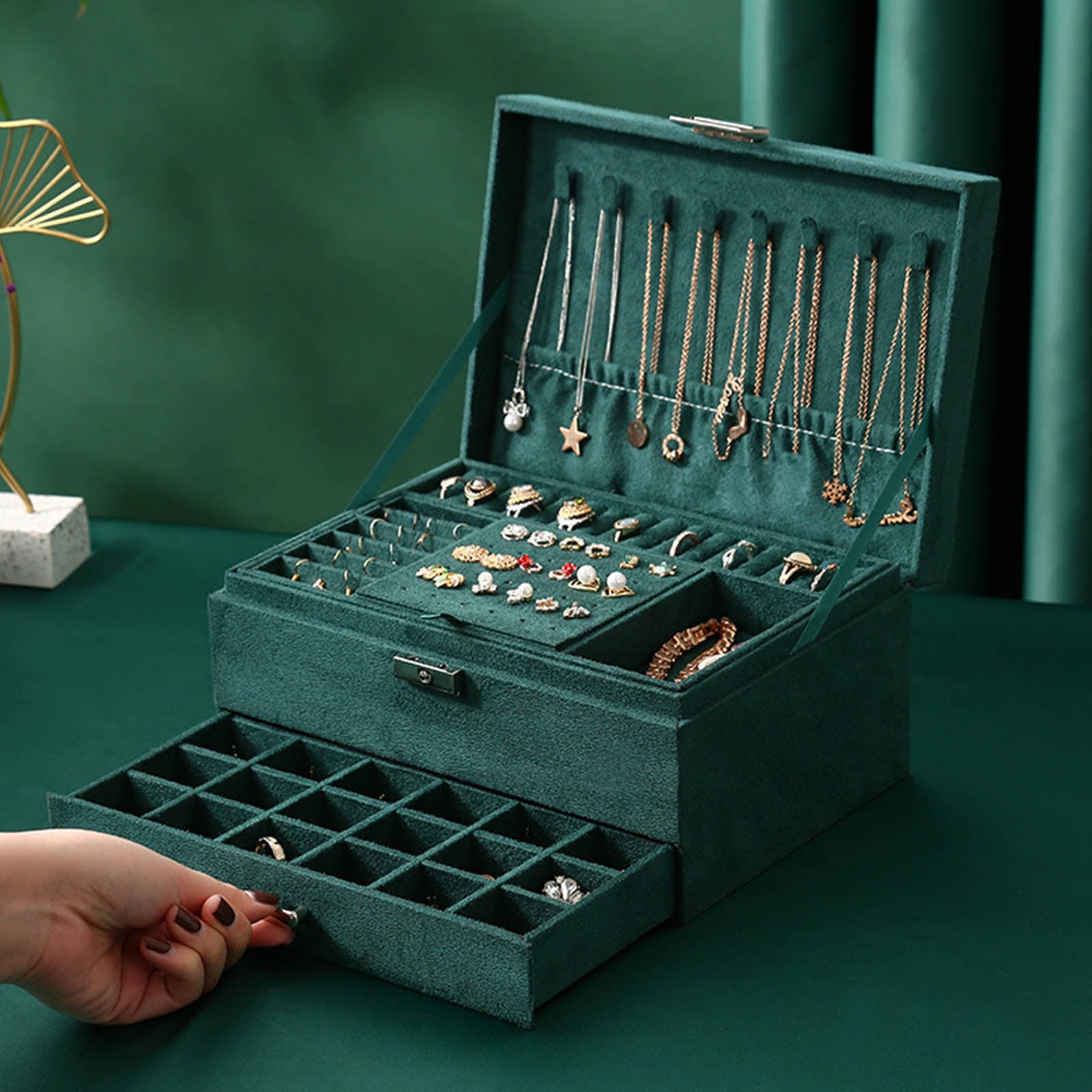 ZZwxWA Online Shopping Jewelry Organizer Box Leather Large Jewelry