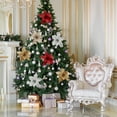 thumbnail image 6 of 40pcs Artificial Flower Christmas Glitter Flowers 8in Flannel Xmas Ornaments For Home Iron Wire Silver Champagne Tree Decorations, 6 of 16