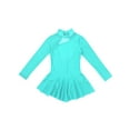 thumbnail image 3 of Yartina Girls Mesh Splice Figure Skating Dress Gymnastics Ballet Dance Leotard Tutu Skirt Mint Green 10, 3 of 7