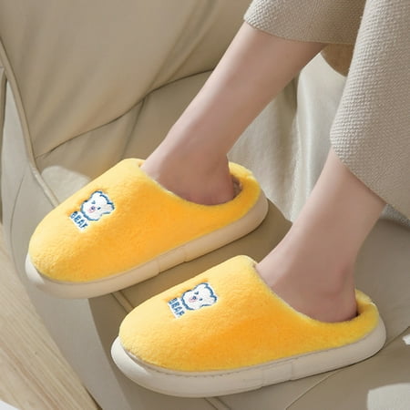 

Cathalem Dude Womens Slippers Women Home Warm Cotton Slippers Winter Home Cotton Slippers Fashion Cute Printing Warm Slippers Shoes Yellow 7.5