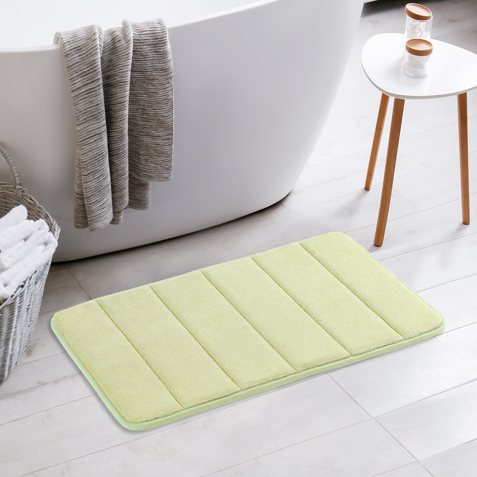 Unique Bargains 2 Pcs Soft Thick Absorbent Quick Dry Bathroom Bath Rugs Non Slip Green 16" x 24"