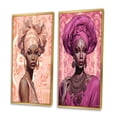 thumbnail image 3 of Designart "Vogue-inspired Retro Glamour African American Beauty I" African American Woman Framed Wall Art Set Of 2 - Glam Pink Gallery Wall Frame Set For Home Decor, 3 of 6