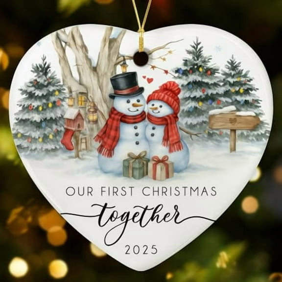 NewEleven Couple Ornament First Christmas Together 2025, Romantic Holiday Keepsake, Ceramic Ornament Gift for Couple