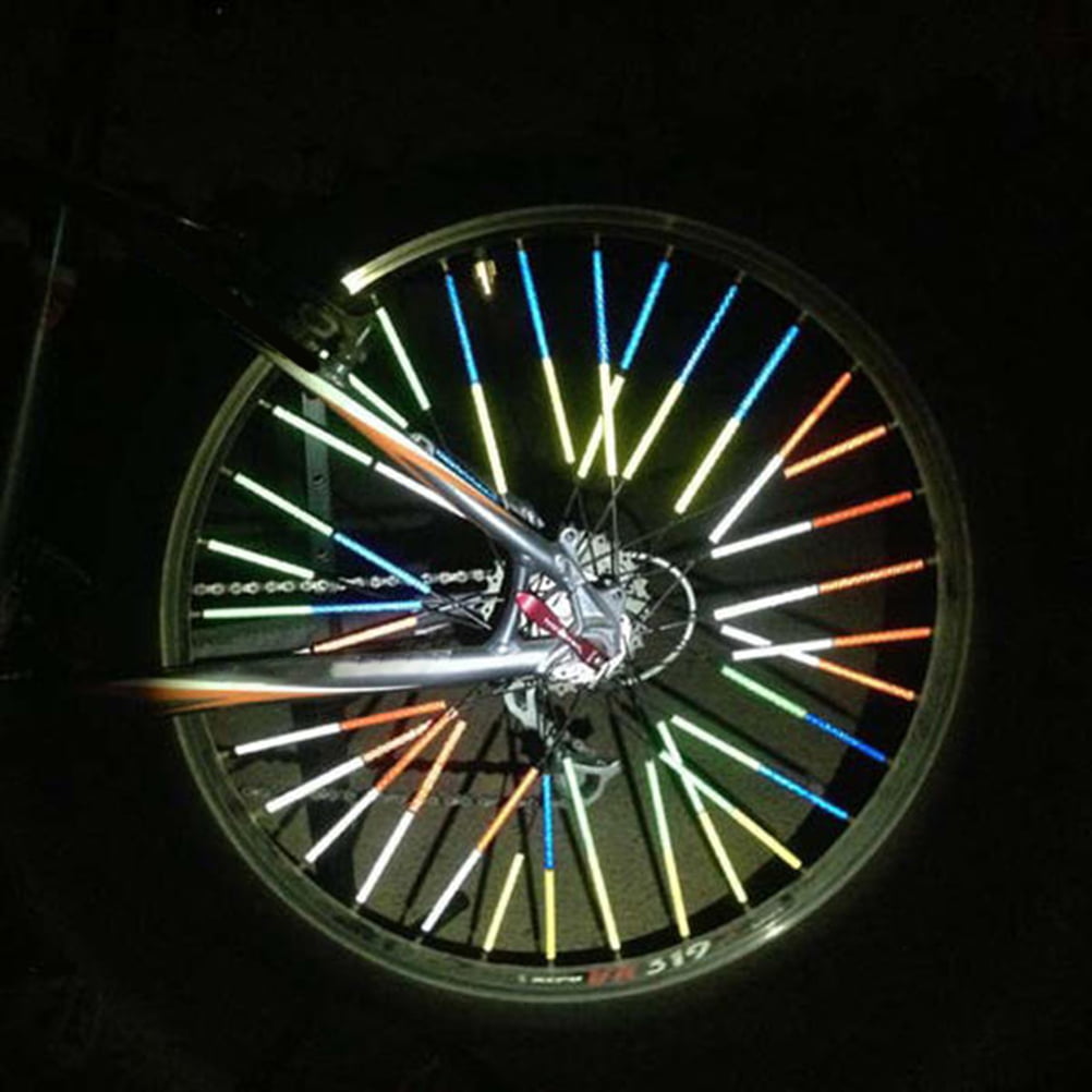 Deeabo 12Pcs 75mm Bicycle Wheel Reflective Sticker White DIY Wheel Rim Reflector Mountain Bike Night Warning Reflective Stick Spoke Reflectors Stick for Motorcycle Mountain Bike Accessories