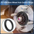 thumbnail image 2 of 75.1mm to 58.6mm Car Wheel Hub Centric Rings Black Polycarbonate Wheels Center Shaft Shock Absorbing Hubrings 4 Pcs, 2 of 7