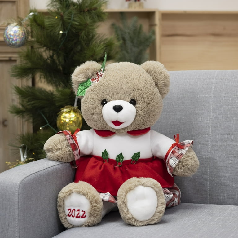 Holiday Time 15 inch Snowflake Teddy Bear 2022, Snowflake Red Jacket Boy 