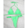 thumbnail image 2 of Traje De Baño De Dos Piezas Con Cuello Halter Traje de baño de dos piezas con cuello halter para mujer Traje de baño sexy con tanga de cintura alta con cordones (L Aqua) Ehuebsd Para Estrenar, 2 of 8
