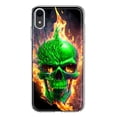 thumbnail image 1 of MUNDAZE Apple iPhone XR Green Flaming Skull Burning Fire Double Layer Phone Case Cover, 1 of 5