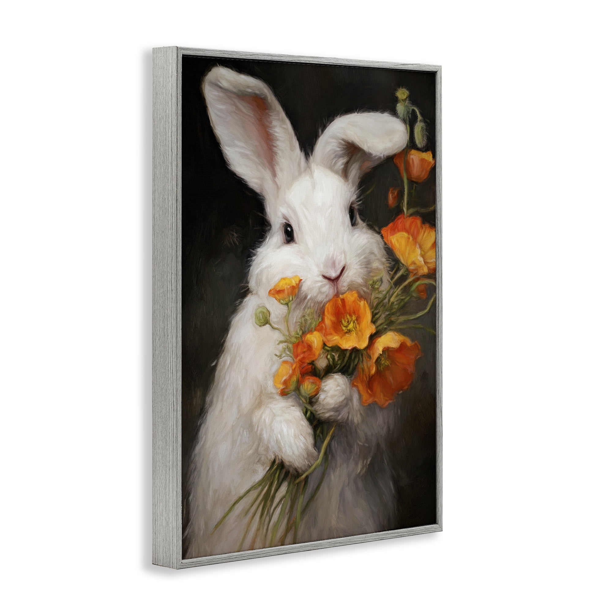 Stupell Industries Floppy Loves Her Poppies Gray Framed Giclee Art, design by Tina LeCour