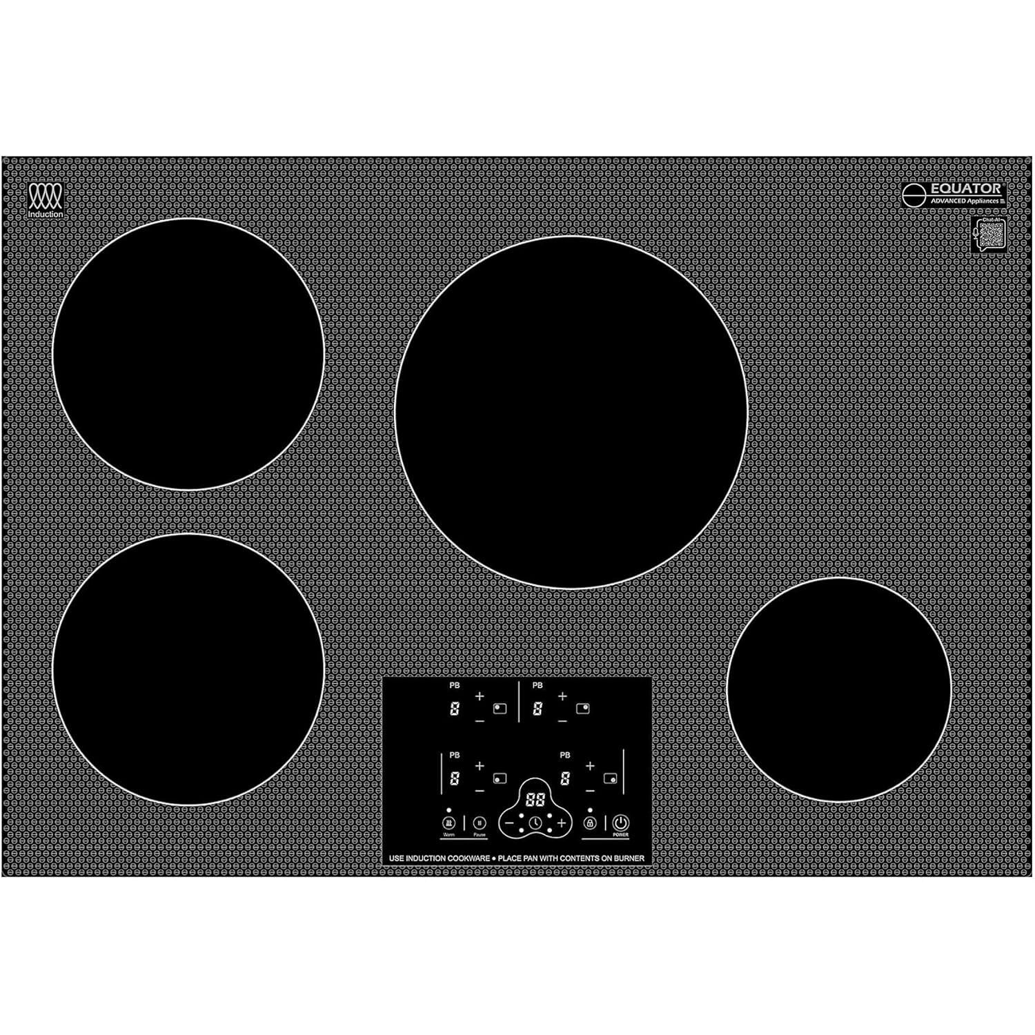 Equator Advanced Appliances 30" Induction Cooktop - 4 Burner, Boost, 240V, Built-In - POWER BOOST Keep Warm
