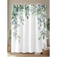 thumbnail image 4 of Botanical Floral Shower Curtain, Watercolor Eucalyptus Leaf Bathroom Decor Curtains Set with Hooks, Green Waterproof Fabric Home Accessories， 72X 96 Inch Extra Long, 4 of 6