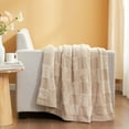 thumbnail image 3 of Snuggle Sac Faux Fur Checkered Throw Blanket, Fluffy Feather Yarn Blend Bedding Blankets for Couch or Bed, 3 of 4