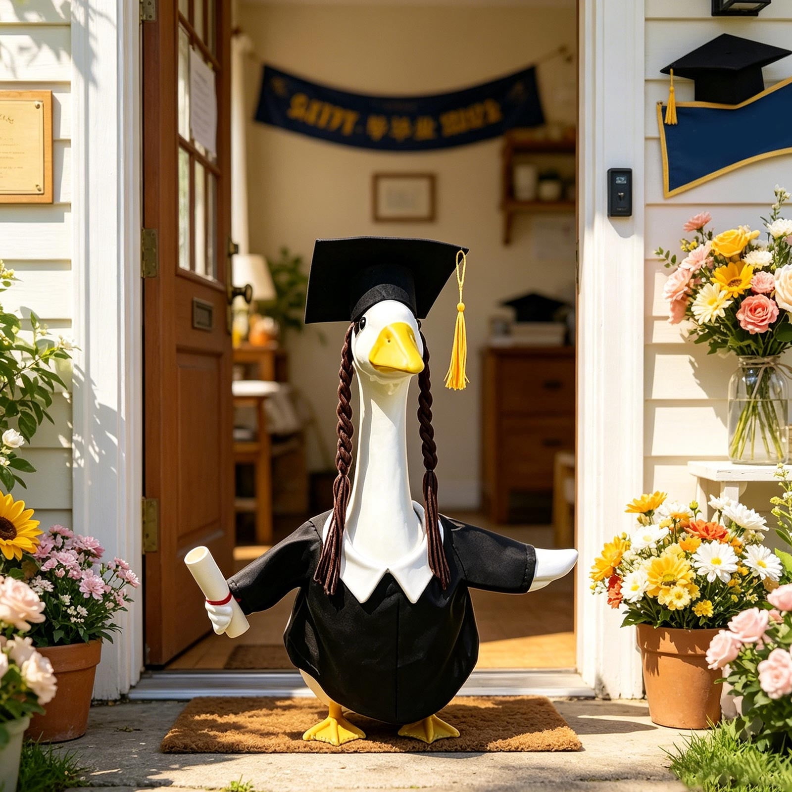 Xheghe Graduation Goose Decorations for Outdoor Lawn and Porch – Celebrate with Fun Graduation Hat & Accessories for Garden Enthusiasts