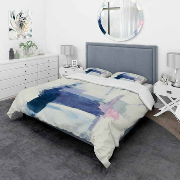 Designart 'Blue Interlude' Geometric Duvet Cover Set