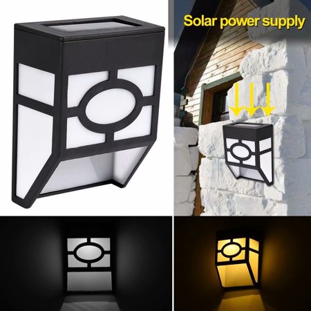 Solar Powered Mount Led Wall Light Outdoor Garden Path Landscape