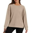 thumbnail image 2 of Women's Long-sleeved Tops T-shirts With Split Hems, Solid Color, Fashionable Women's Sweatshirts, 2 of 7