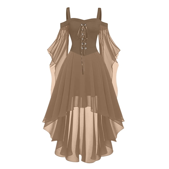 ZVAVZ Mes Commandes Récentes Robes Gothiques Grande Taille pour Femmes Épaules Dénudées Manches Papillon Robe en Maille Costume d'Halloween Corset Vintage Robe de Bal