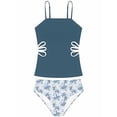 thumbnail image 4 of Girls 2 Piece Tankini Swimsuit Adjustable Straps Cut Out Solid Color Bathing Suit with Padded Shell Tween Swimwear for Beach Pool Vacation(Navy/120), 4 of 6