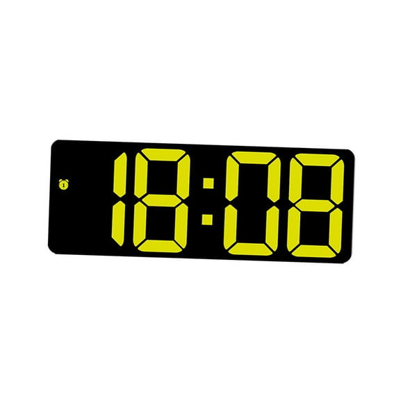 Reloj de pared digital moderno con LED y alarma de escritorio para dormitorio de adultos y adolescentes, color amarillo
