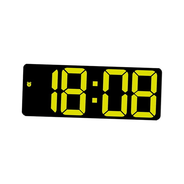 Reloj de pared digital LED de escritorio con alarma para adolescentes, sala de estar, aprendizaje, amarillo